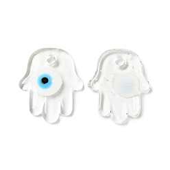 Прозрачный Подвески лэмпворк ручной работы, рука хамсы / рука мириам со сглазом, прозрачные, 34.5~35x28.5~29x4.5~5 мм, отверстие : 3.5 мм