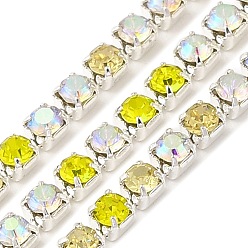 Хрусталь AB Цепочка из стразов и железа, с катушкой, хрусталь AB, 2x2x2 мм, Около 10 ярдов / рулон