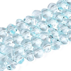 Светло-Голубой Краска для выпечки, прозрачные стеклянные бусины, нити, самородки, Топ пробуренной, Небесно-голубой, 6.5x7.5x4.5~5 мм, отверстие : 0.8~1 мм, около 99~100 шт / нитка, 21.26~22.24 дюйм (54~56.5 см)