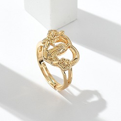 Сердце Кольца на тему девы марии, украшения из латуни для женщин, долговечный, стойки покрытие, реальный 18 k позолоченный, без свинца и без кадмия, сердце, 12.5x16.5 мм, размер США 6 (16.5 мм)