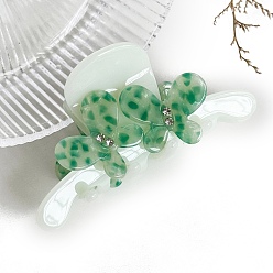 Темный Морско-зеленый Заколки для волос из ацетата целлюлозы и железных когтей, стиль со стразами для женщин и девочек, бабочка, темно-зеленый, 80 мм