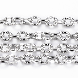 Нержавеющая Сталь Цвет Устойчивы к потускнению 304 текстурированные кабельные цепи из нержавеющей стали, с катушкой, несварные, овальные, цвет нержавеющей стали, 3x2.4x0.6 мм, около 32.8 футов (10 м) / рулон