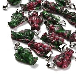 Marble Подвески из окрашенного натурального мрамора, с 201 вывод из нержавеющей стали, ангел, зелёные, 24~25x15~16x7~8 мм, отверстие : 5x7 мм