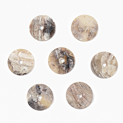 Chameau Perles de coquillage akoya naturelles, perles en nacre, plat rond, chameau, 10x1~2mm, Trou: 1.4mm