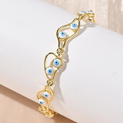 Белый Латунные эмалевые плоские круглые звенья-цепочки с защитой от сглаза для женщин, стойки покрытие, долговечный, без кадмия и без свинца, реальный 18 k позолоченный, белые, 6-1/2 дюйм (16.5 см)