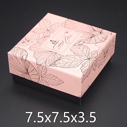 Розовый Коробки из крафт-бумаги, шкатулки для драгоценностей, туманная роза, 7.5x7.5x3.5 см