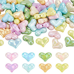 (52) Непрозрачная лаванда 80 шт. 8 цвета гальванизированные непрозрачные акриловые бусины, сердце, разноцветные, 15.5x22x8.5 мм, отверстие : 1.6 мм, 10 шт / цвет