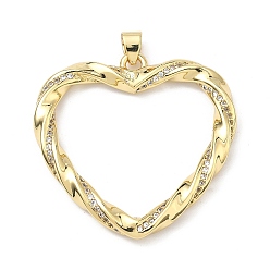Настоящее золото 18K Латунные микро проложить кубического циркония подвески, сердце прелести, стойки покрытие, долговечный, без кадмия и без свинца, реальный 18 k позолоченный, 40x40x4.5 мм, отверстие : 4x3 мм