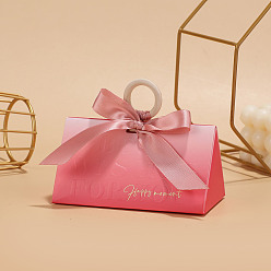 Темный Лосось Коробки для упаковки подарков из бумаги и конфет в европейском стиле с лентой и деревянной ручкой, складные ящики для хранения на свадьбу, темный лосось, 75x127x75 мм