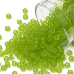 (4F) Transparent Frost Lime Green Круглые бусины toho, японский бисер, (4 f) прозрачный морозный салатовый, 8/0, 3 мм, отверстие : 1 мм, Около 10000 шт / фунт