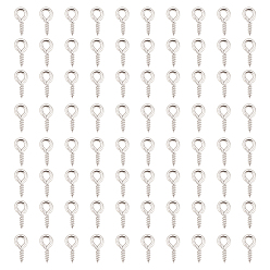 Платина 1000шт. железные шурупы с ушком, за половину пробурено бисера, платина, 8x4x1 мм, отверстие : 2 мм