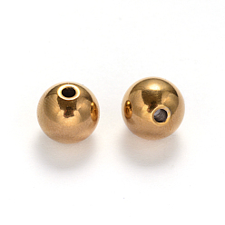 Golden Ionenplattierung (IP) 304 Runde Perlen aus Edelstahl, golden, 10 mm, Bohrung: 2 mm