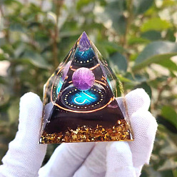 Весы Генераторы энергии смолы оргонитовой пирамиды, Рейки натуральный аметист внутри для украшения стола домашнего офиса, Весы, 60x60x60 мм