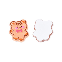PeachPuff Printed Acrylic Cabochons, Cat, PeachPuff, 22x17.5x2.5mm