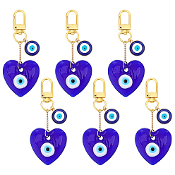 Темно-Синий 6 шт. подвеска в виде сердца ручной работы с изображением сглаза, с поворотными застежками сплава, темно-синий, 84 мм