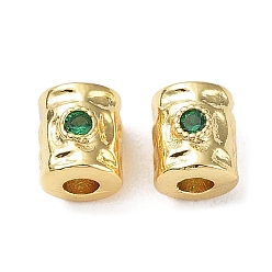 Real 18K Gold Plated Brass Micro Pave Cubic Zirconia Beads, Column, Real 18K Gold Plated, 6x5mm, Hole: 2mm