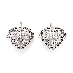 Античное Серебро Подвески из латуни, без никеля , для ожерелья, полые сердца, античное серебро, 30x34x18 мм, отверстие : 3.5x7 мм, внутренней меры: 22x25 мм
