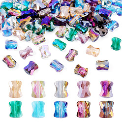 (52) Непрозрачная лаванда 100 шт 10 цвета гальванических стеклянных бусин нити, бамбук, с покрытием AB цвета, граненые, разноцветные, 10~10.5x8~8.5x5 мм, отверстие : 1.5 мм, 10 шт / цвет