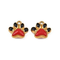 Paw Print 304 прелести нержавеющей стали, с эмалью, золотые, отпечаток лапы, 10x11x4.5 мм, отверстие : 1.2 мм