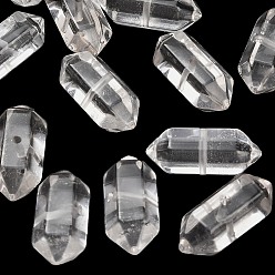 Quartz Crystal Natural Quartz Crystal Beads, Rock Crystal, Faceted, Hexagonal Double Terminated Point Bullet Beads, 21~23x8.5~9x9.5~10mm, Hole: 1~1.4mm