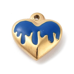 Средно-синий 304 подвески из нержавеющей стали, с эмалью, золотые, шарма сердца, светло-синий, 17x16.5x5.5 мм, отверстие : 1.7 мм