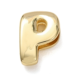 Letter P Латунные бусины, долговечный, стойки покрытие, без свинца и без кадмия, реальный 18 k позолоченный, Письмо P, 21x15x7 мм, отверстие : 18x4 мм