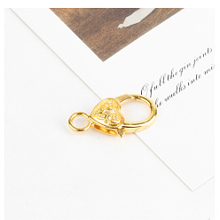 Золотой Карабин-лобстер из цинкового сплава, сердце, золотые, 26.5~27 мм