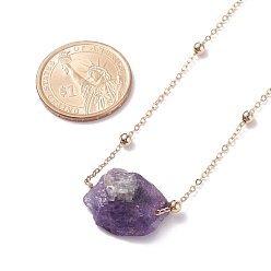 Amethyst Natural Amethyst Raw Stone Pendant Necklace for Women, Golden, 17-3/4 inch(45cm)