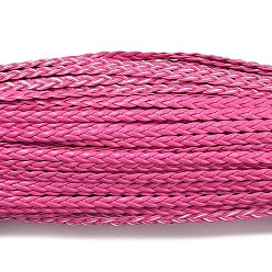 Ярко-Розовый 3-многослойный плетеный шнур из искусственной кожи, плоский, ярко-розовый, 5x1.5 мм, около 107.17 ярдов (98 м) / пачка
