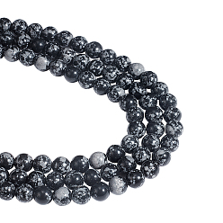 Schwarz 3 Stränge synthetische Schneeflocken-Obsidian-Perlenstränge, gefärbt, Runde, Schwarz, 8.5 mm, Bohrung: 1 mm, ca. 46 Stk. / Strang, 14.76 Zoll (37.5 cm)
