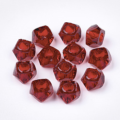Schamottestein Transparenten Harzkügelchen, Großloch perlen, facettiert, Vieleck, Schamottestein, 13x13x8 mm, Bohrung: 5.5 mm