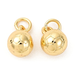 Football Латунные подвески, шарм-талисманы, без кадмия и без свинца, реальный 18 k позолоченный, стойки покрытие, долговечный, с целью перехода в кольце, футбол, 8.5x6 мм, отверстие : 2.3 мм