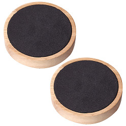 Wood Wood Jewelry Displays, with Black Lint, for Ring & Earring Displays, Flat Round, 9.75x1.8cm