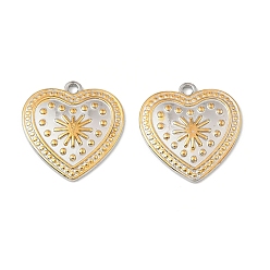 Золотой & Цвет Нержавеющей Стали 304 подвески из нержавеющей стали, сердце, без свинца и без кадмия, золотые и нержавеющая сталь цвет, 19x18.5x2 мм, отверстие : 1.6 мм