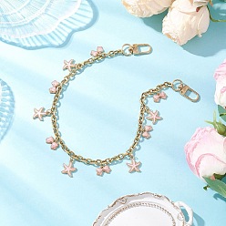 Морская звезда Кисточка-бантик розового цвета из эмали сплава 304 цепочка из нержавеющей стали, декоративные цепочки, с поворотными застежками сплава, золотые, морская звезда, 400 мм