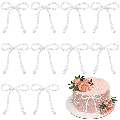 Белый 12шт. пластиковые бусины, имитирующие жемчуг, для украшения торта, бантом, белые, 95x102x9.5 мм