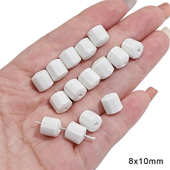 Шестиугольник 5шт. фарфоровые бусины ручной работы, белые, шестиугольник, 10x8 мм