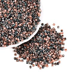 Saumon Clair Perles de verre cylindriques opaques de Picasso, trou rond, saumon clair, 2.5x1.5mm, Trou: 1.2~1.4mm, environ 30000 pcs / livre