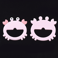 Pink Food Grade Eco-Friendly Silicone Cabochons, Frog, Pink, 65x68x8mm