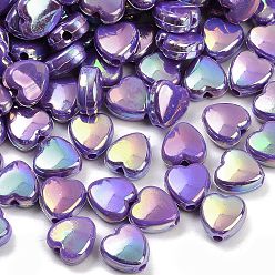 Средний Фиолетовый 2631пластиковые бусины шт., сердце, с покрытием AB цвета, средне фиолетовый, 9x9x4.5 мм, отверстие : 1.6 мм