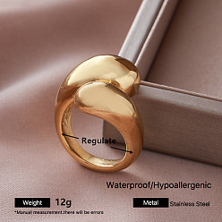 Golden 304 Stainless Steel Cuff Open Rings for Women, Golden, Adjustable