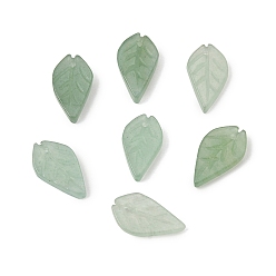 Aventurine Verte Pendentifs sculptés en aventurine verte naturelle, charmes de feuilles, 15~19x9~10x1.5~2.5mm, Trou: 1.1mm