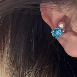 Круглые Серьги-каффы из сплава для женщин, с кубического циркония, круглые, 15 мм