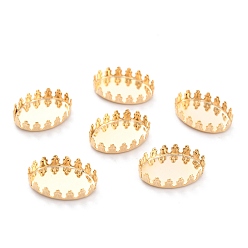 Золотой 304 Настройки нержавеющей стали кабошон, кружева края ободок чашки, плоско-круглые, золотые, 19x14x4 мм лоток: 18x13 мм