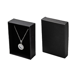 Black Cardboard Jewelry Set Boxes, For Necklaces, Earrings and Rings, with Sponge inside, Rectangle, Black, 9x6.5x2.8cm
