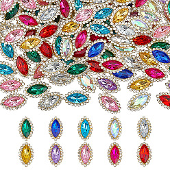 (52) Непрозрачная лаванда 100 шт. 10 цвета пришитые стразы в виде лошадиного глаза, акриловый стеклянный горный хрусталь, золотистая железная основа, разноцветные, 19.5x11.5x5.5 мм, отверстие : 3.5x1.5 мм, 10 шт / цвет