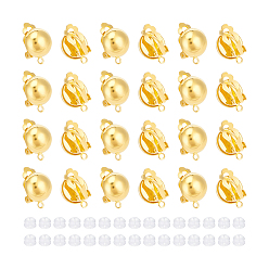 Кофейно-Золотой 30шт. полукруглые латунные клипсы-серьги, с петлями и силиконовыми ушками из 30 шт., золотые, 20x13 мм, отверстие : 3 мм