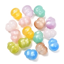 (52) Непрозрачная лаванда Двухцветные бусины из смолы, Горлянка, с блеском порошок, разноцветные, 15x12 мм, отверстие : 2.5 мм