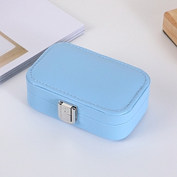 Light Sky Blue PU Leather Jewelry Packaging Box for Necklaces Earrings Storage, Light Sky Blue, 7.5x12x4cm