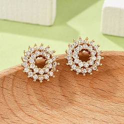 Золотой Серьги-гвоздики из латуни с микропаве из прозрачных кубических цирконий для женщин, без кадмия и без свинца, долговечный, стойки покрытие, золотые, 12 мм